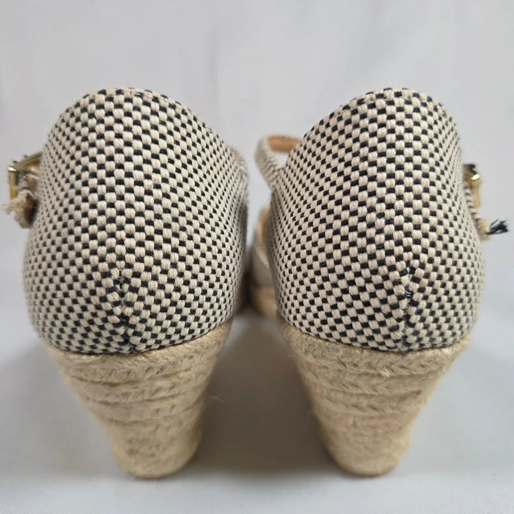 Talbots Lyndsay D'Orsay Cotton Espadrille Wedges Womens 7‎ Colorful Pom Pom